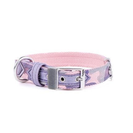 Myfamily West Point Dog Collar In Pink Camouflage Mixed Cotton