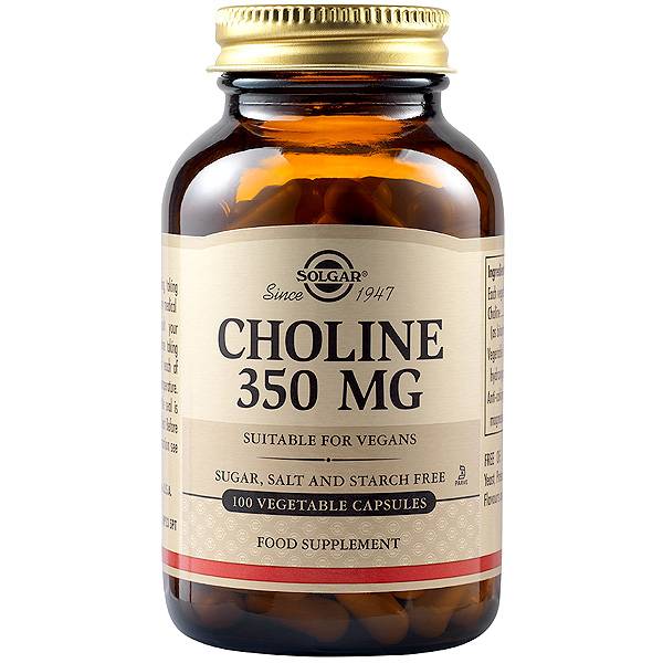 Solgar Choline 350Mg Supports Healthy Brain & Cellular Function 100 Capsules