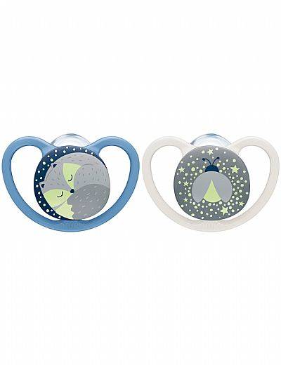 NUK SILICONE SOOTHER 18-36m SPACE NIGHT 2PIECES