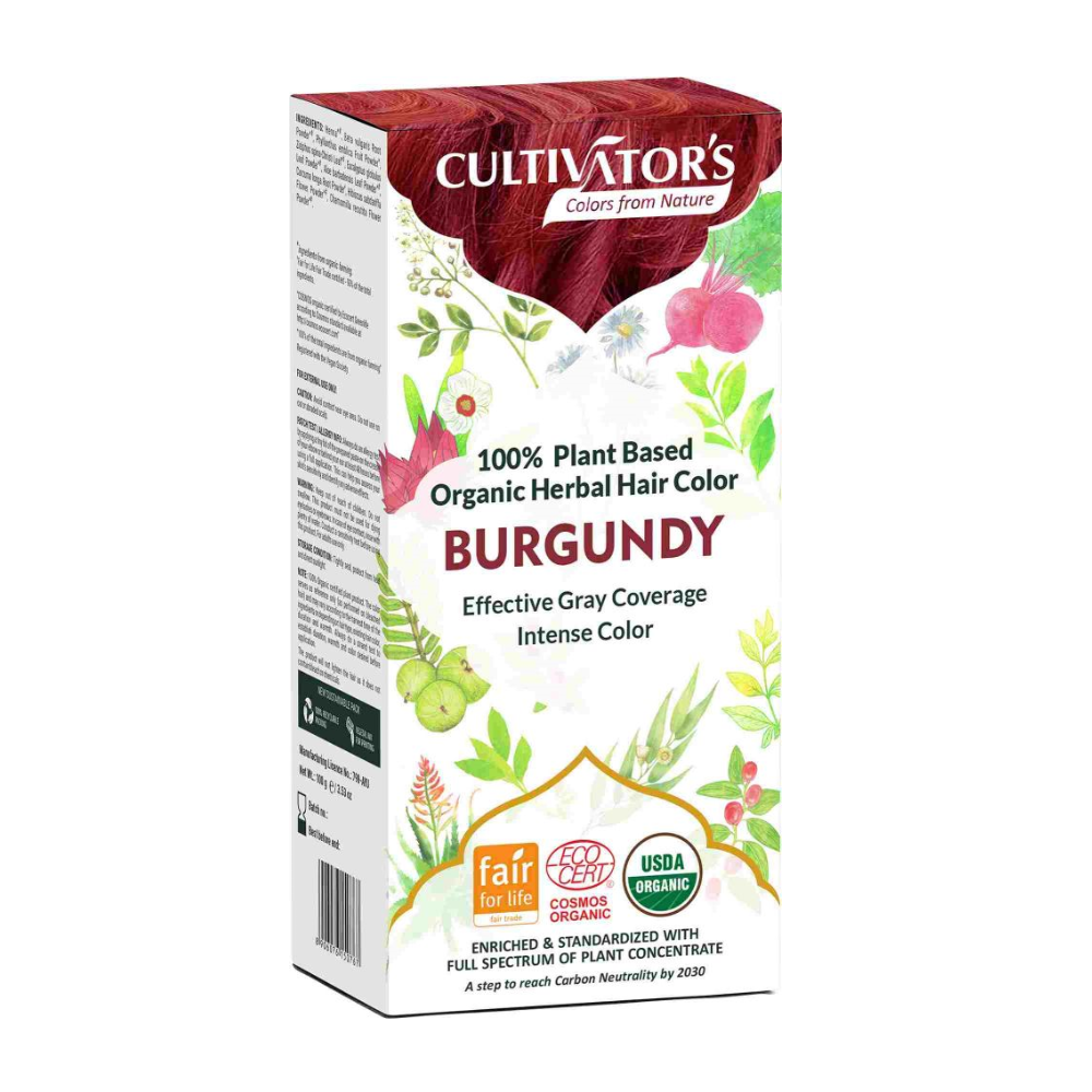 Organic Herbal Hair Color Burgundy, 100 g, Cultivators