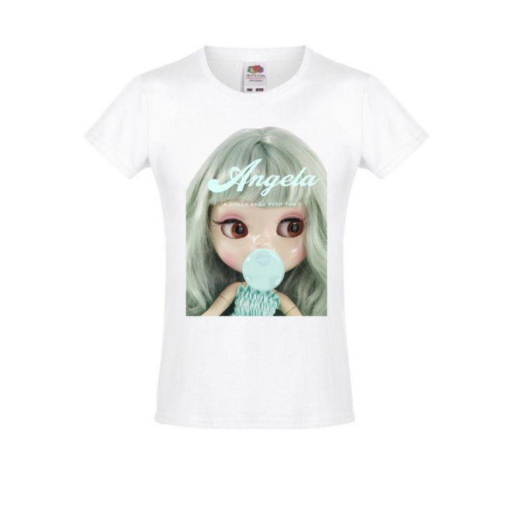 Angela Dolly By Le Petit Tom ®  T-Shirt With Doll Print In Turquoise Bubblegum Newborn 1-2 Y