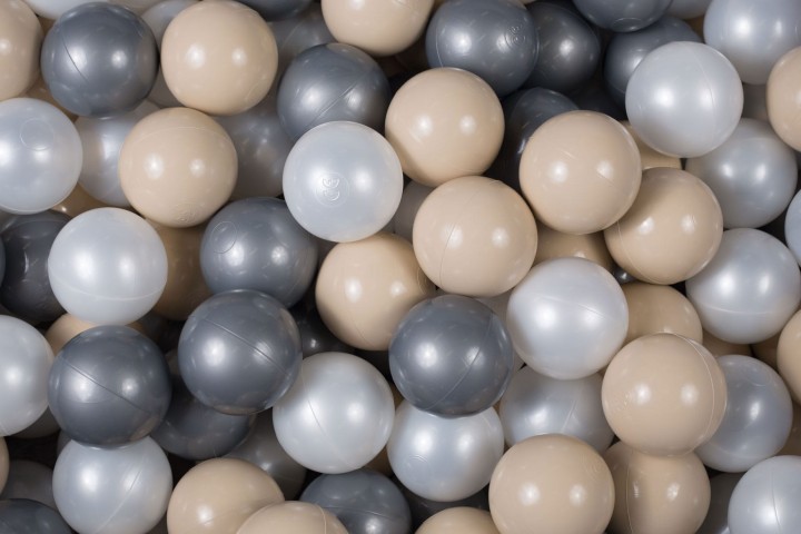 100 Set Of  Ball Pit Pool Balls Beige, White, Pearl, Silver
