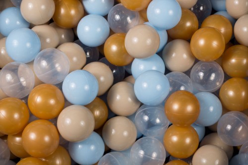 100 Set Of  Ball Pit Pool Balls Blue, Gold, Beige, Transparent