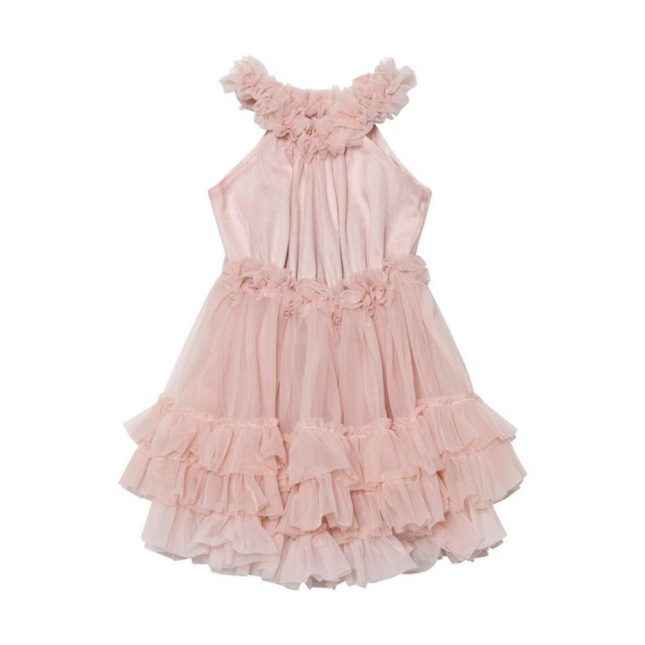 Dolly By Le Petit Tom Ruffled Chiffon Dance Dress In  Ballet Pink Petite 1-3 Y