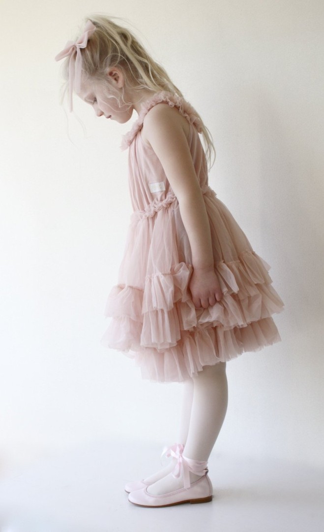 Dolly By Le Petit Tom Ruffled Chiffon Dance Dress In  Ballet Pink Newborn 0-1 Y