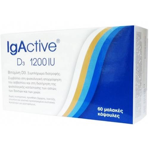 Igactive Vitamin D3 1200Iu For Healthy Bones Teeth& Muscle Function 60 Soft Gels