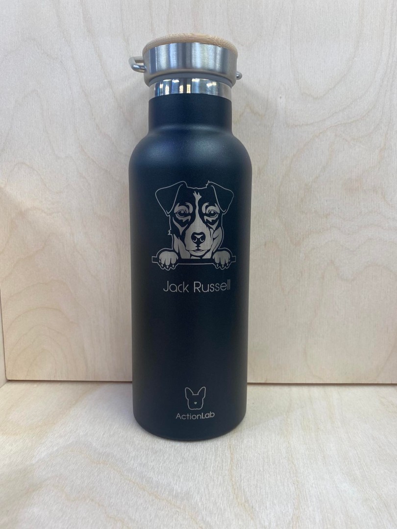 Bamboo Bottle Jack Russel Black - White