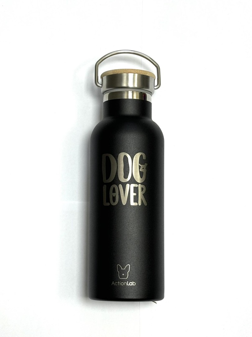 Action Trade Bamboo Bottle Black Dog Lover 500Ml