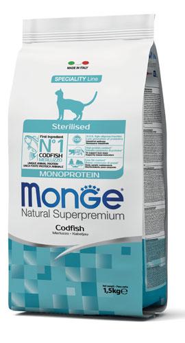 Monge Monoprotein Sterilised Cat  Codfish - 1.5 Kg