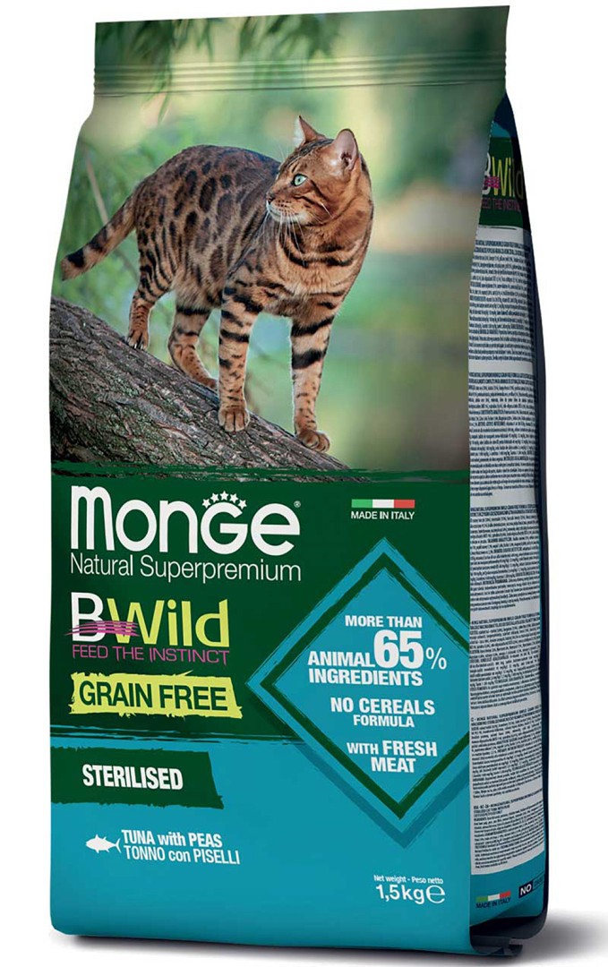 Monge Bwild Grain Free – Tuna With Peas – Sterilised Cat 1.5kg - 1.5 Kg