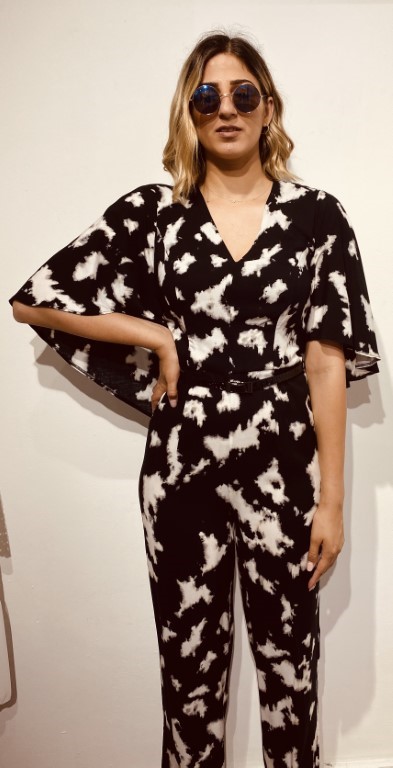 Woman's Jumpsuit Black White Colour Size 18