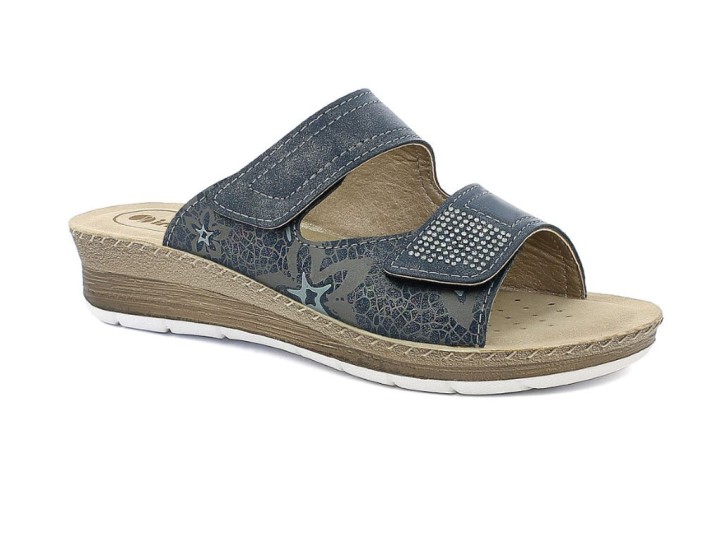 Inblu Woman's Anatomic Orthopedic Summer Shoes Slippers Fc52 Blue Stars