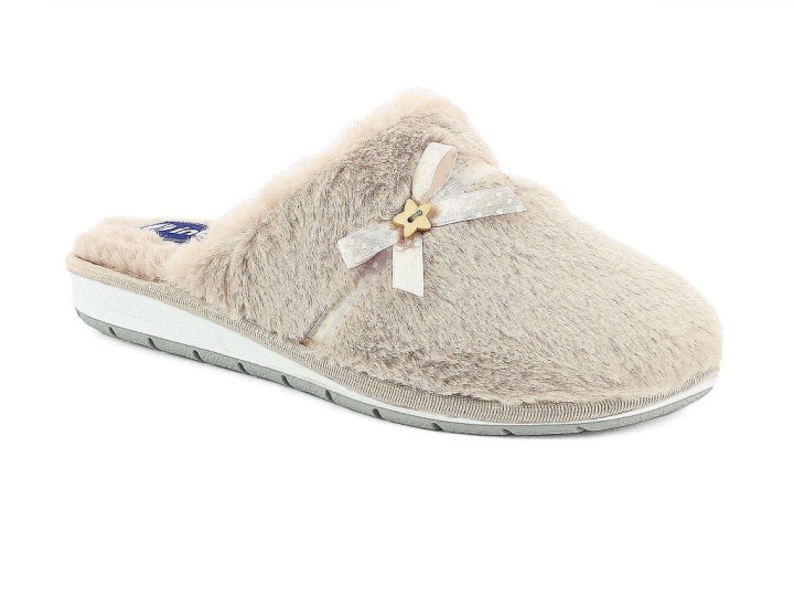 Inblu Woman's Anatomic Orthopedic Winter Cozy Slippers Lv03 Beige Bow Deisgn
