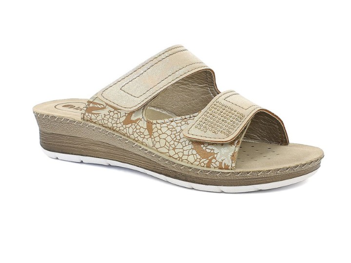 Inblu Woman's Anatomic Orthopedic Summer Shoes Slippers Fc52 Beige Stars