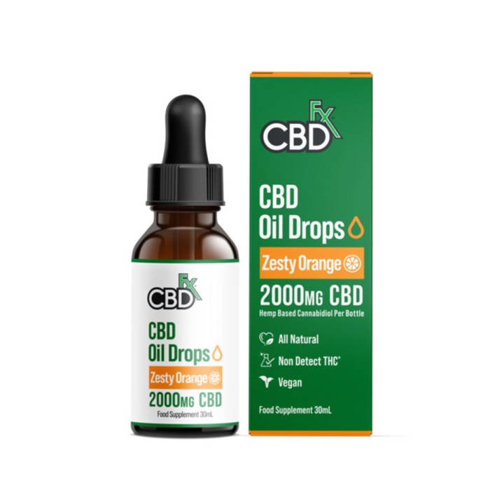 CBDfx, Organic CBD Tincture Oil, Zesty Orange, 30ml, 2000mg