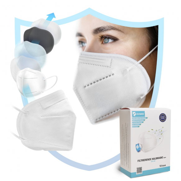 Virshields Filtering Half Mask FFP2 5-layer White, Made in EU