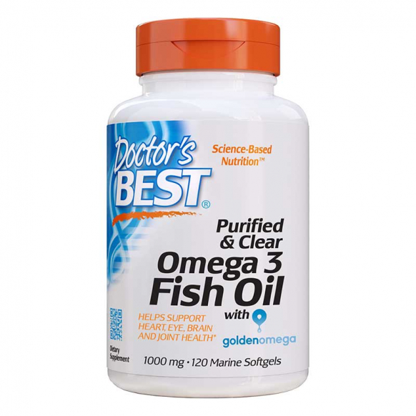 Doctor's Best, Purified & Clear Omega 3 Fish Oil, 1000 mg, 120 Marine Softgels