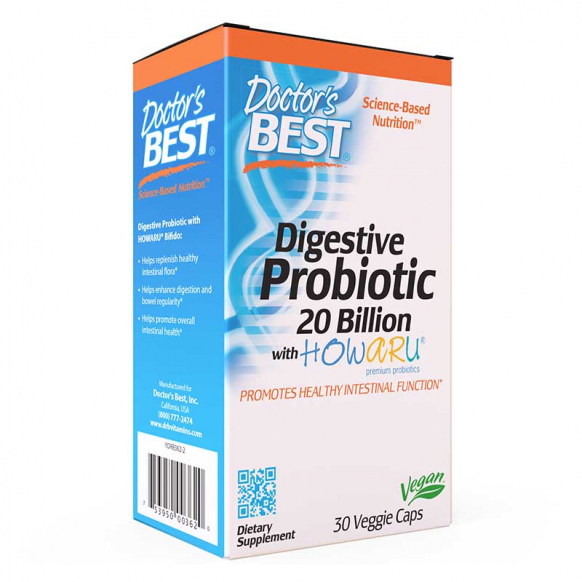Doctor's Best, Digestive Probiotic, 20 Billion CFU, 30 Veggie Caps