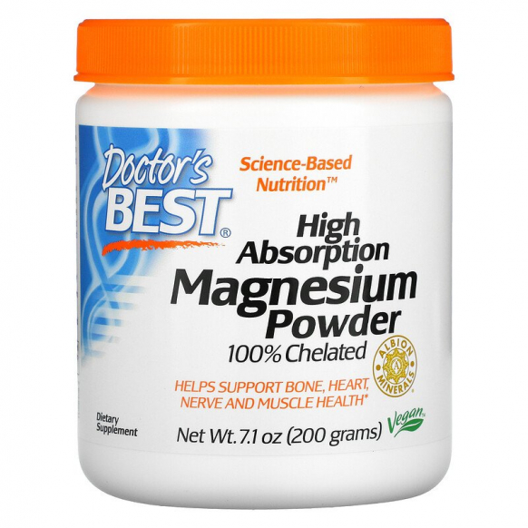 Doctor's Best, High Absorption Magnesium Powder, 100% Chelated 200 g