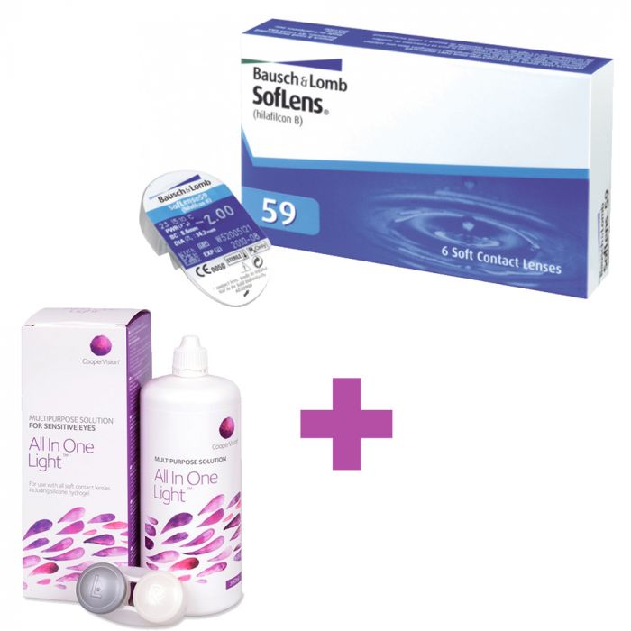 6 Monthly Contact Lenses Soflens 59 + 1 Lens Solution Cooper Vision All In One Light 360ml - 1