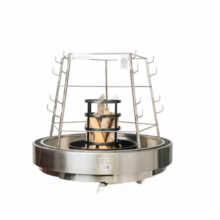 Bbq Grill Wooden Antichristian / Ψησταριά Ξύλου Επιτραπέζια Κυκλική Αντικριστιέρα 10 Θέσεων Ανοξείδωτο Ατσάλι