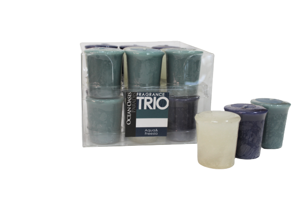 Decorative Candle Blue / Σετ Κεριών Τρίο Μπλε / Πράσινο / Λευκό 9 Τεμ