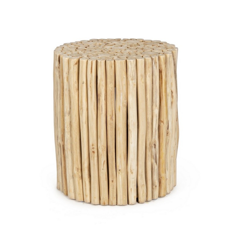 Indoor Coffee Table Brown / Τραπεζάκι Καφέ Guadalupe Με Φυσικά Κλαδιά Teak Δ35X40 Εκ.