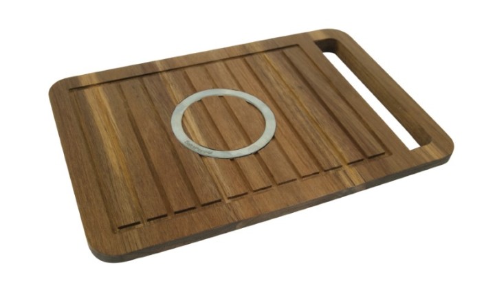 Dining Serving Wooden / Δίσκος Σερβιρίσματος Fromage Ξύλο Με Δαχτυλίδι Από Ανοξείδωτο Ατσάλι 46X30Xh2Cm
