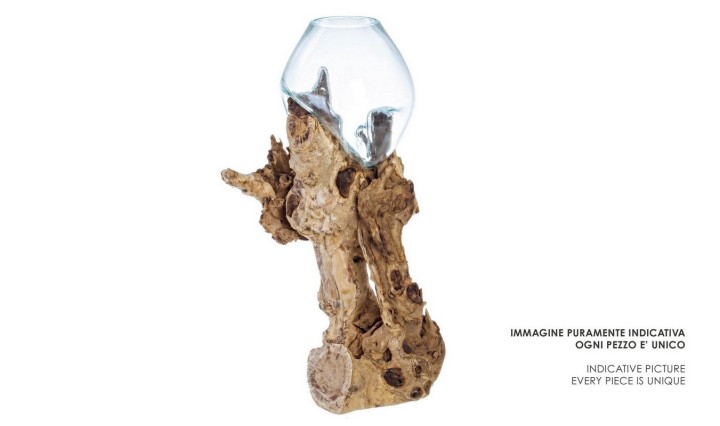 Decorative Vase Wooden / Βάζο Με Φυσικό Ξύλο Υ48Εκ