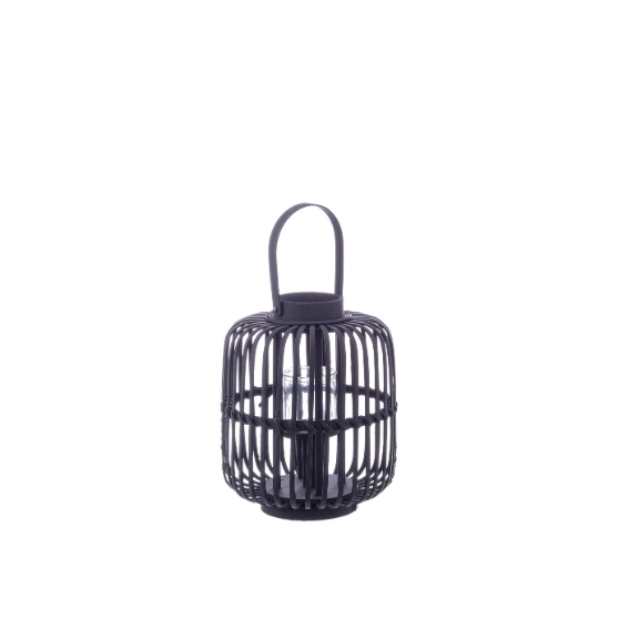 Floor Candleholder With Base Black / Φανάρι Με Λαβές Brielle Μαύρο S