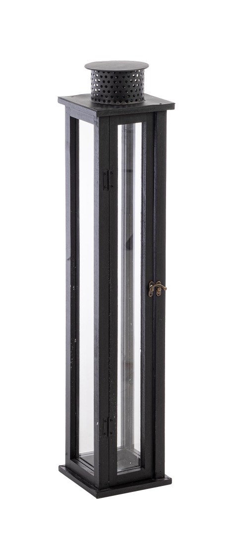 Floor Candleholder With Base Black / Φανάρι Torsti Μαύρο 15,5X15,5Xh78Cm