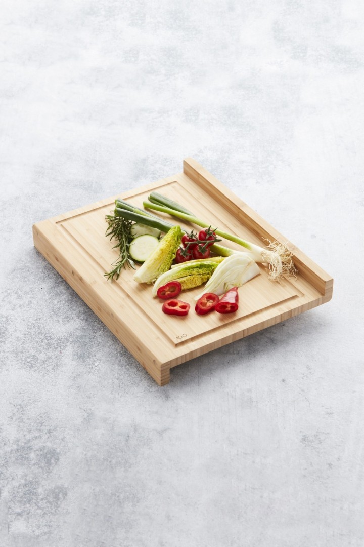 Dining Serving Cutting Board / Σανίδα Κοπής Πάνω Από Το Νεροχύτη Με Ραβδωση Bamboo 40X30X6,8Cm
