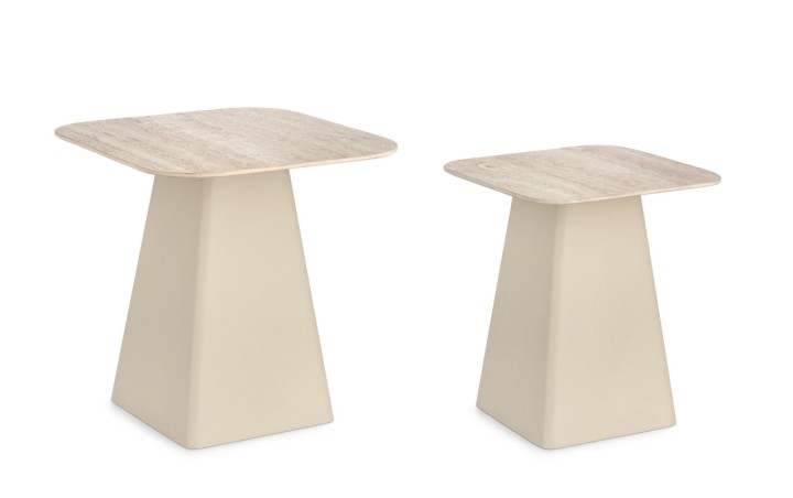 Indoor Coffee Table Brown / Τραπέζι Καφέ Σετ Hardy Μπέζ 40X40Xh47Cm / 50X50Xh52Cm