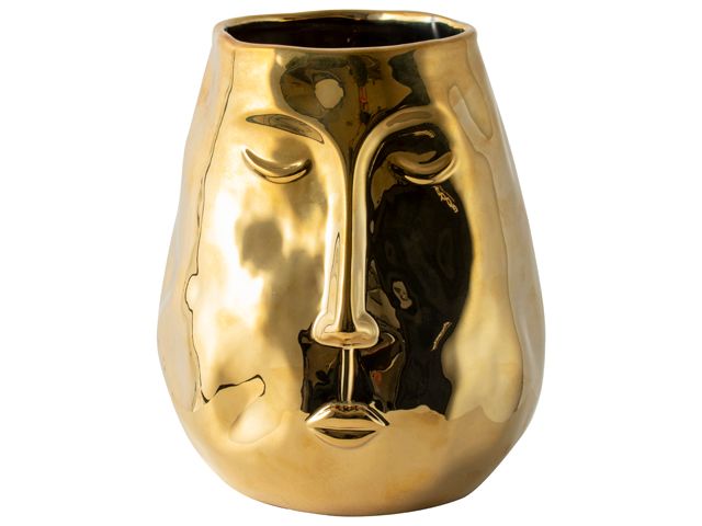 Decorative Vase Golden / Βάζο Με Πρόσωπο Χρυσό Υ24,5Εκ