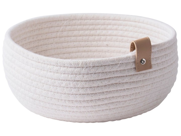 Decorative Storage Indoor Basket Box White / Καλάθι Με Pu Λευκό O25X11Cm