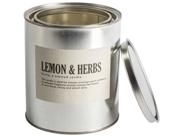 Scented Candle Lemon Fragrance / Αρωματικό Κερί Σε Τενεκέ Λεμόνι & Βότανα O10,5X12Cm