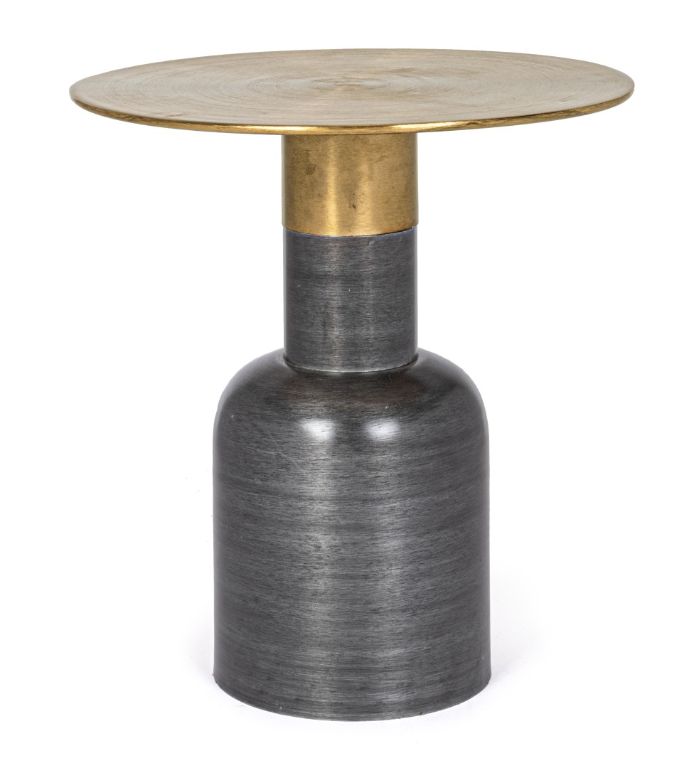 Indoor Coffee Table Golden / Τραπεζάκι Alopa Γκρι / Χρυσό Διάμ. 45Εκ.