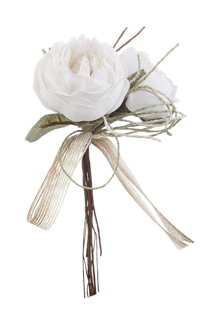 Indoor Decorative Bunches White / Διακοσμητικό Μπουκέτο Ρόδων Alhena Λευκό Υ20Εκ