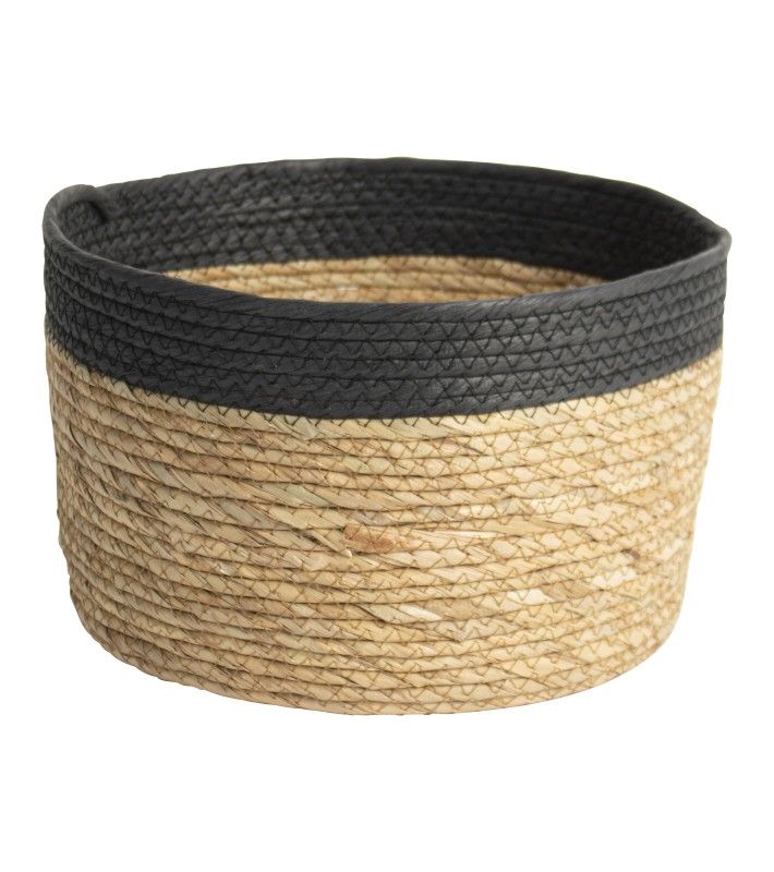 Decorative Storage Indoor Basket Box Black / Καλάθι Αποθήκευσης Jute Μαύρο O30X18Cm