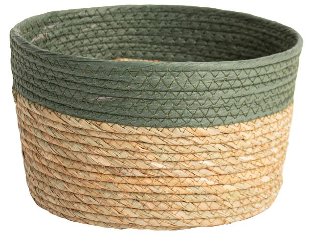 Decorative Storage Indoor Basket Box / Καλάθι Αποθήκευσης Jute Πράσινο O25X15Cm