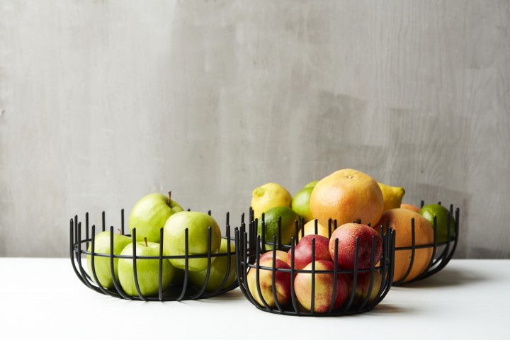 Decorative Indoor Basket Fruit Black / Καλάθι Φρούτων Μαύρο O30Cm Υ 10Cm
