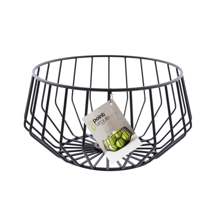 Decorative Indoor Basket Fruit Black / Καλάθι Φρούτων Μαύρο 27X13,8Cm