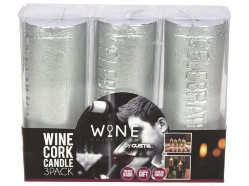 Candle / Κερί Wine Bottle Ασυμένιο 3Τμχ