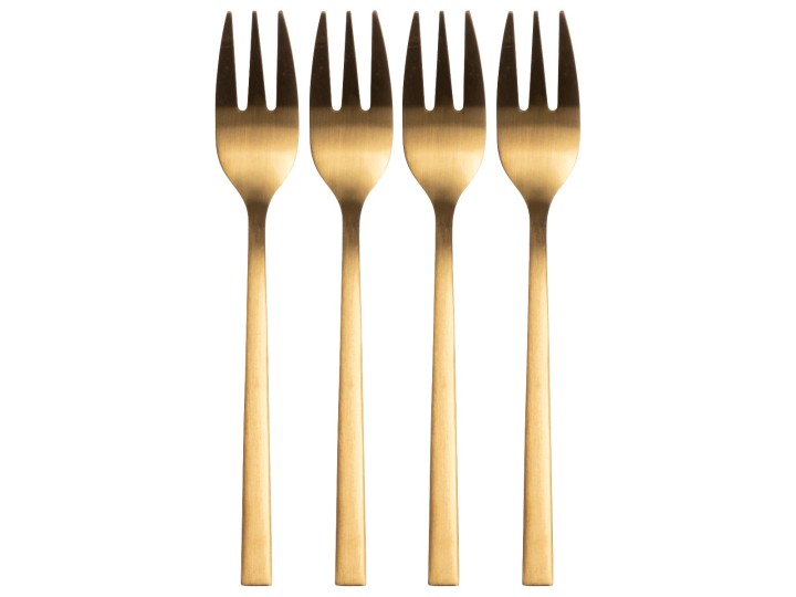 Dining Cultery Kitchen Fork Golden / Πιρούνι Επιδόρπιου Χρυσό Σετ4