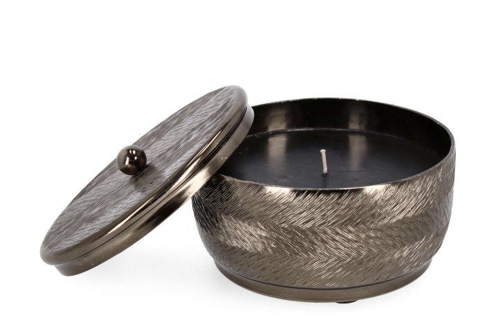 Candle Grey / Κερί Με Καπάκι Clamp Ανθρακί D16Cm