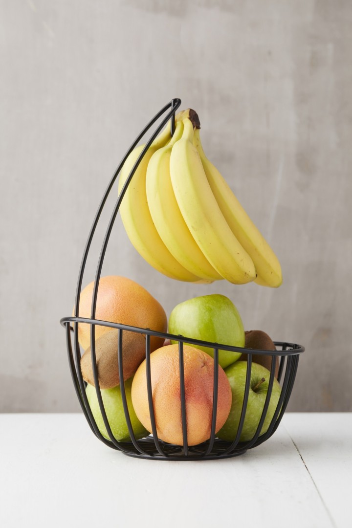 Decorative Indoor Basket Fruit Black / Καλάθι Φρούτων Με Θήκη Μπανάνας Μαύρο 27X13,8Cm