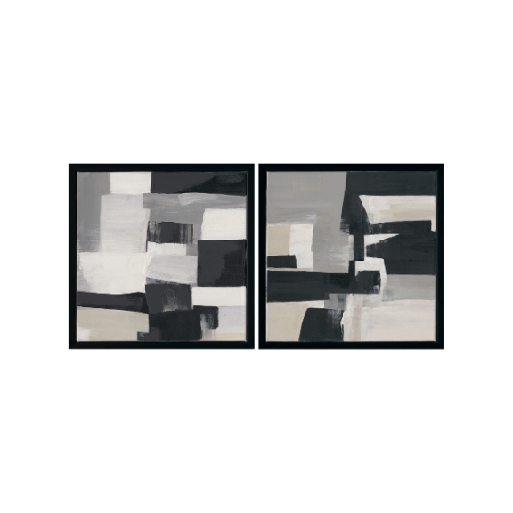 Indoor Wall Decorative Black / Σετ Πίνακας Με Κορνίζα Crown Μαύρο 40X40Εκ
