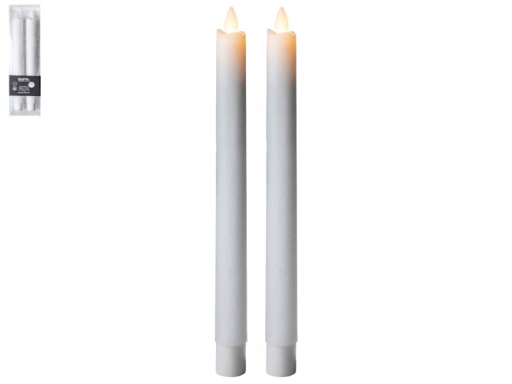 Candle / Κερί Δείπνου Led Κίνηση Στη Φλόγα Άσπρο 2 Τεμ.