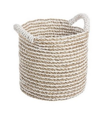 Decorative Storage Indoor Basket Box White Brown / Διακοσμητικό Καλάθι Καφέ / Λευκό Δ25Xυ23Εκ