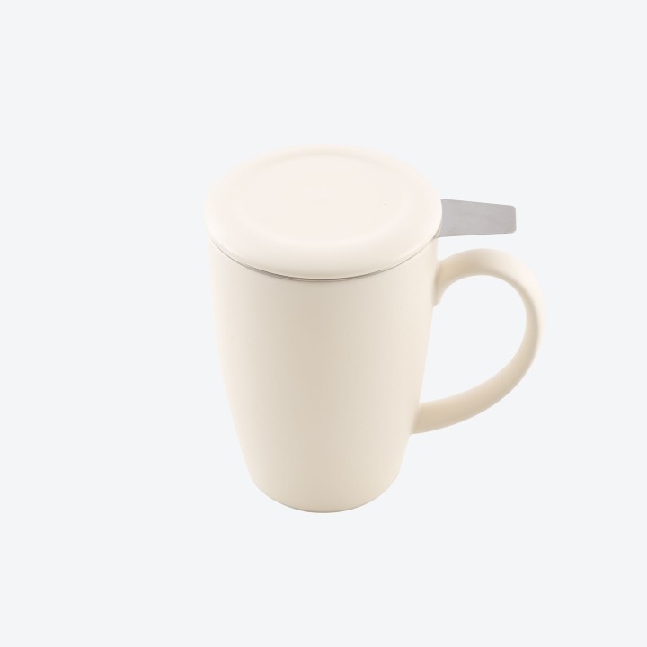 Dining Tea Bowl / Κούπα Για Τσάι Με Σουρωτήρι & Καπάκι Mat Off White 400Ml